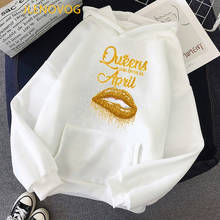Sexy Gold Glitter Lip Print Queen Are Born In Women Cap Sweatshirt Winter Thick Outfits White Pink Grey Hoodie Birthday Gift Top 2024 - buy cheap