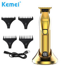 Kemei Professional Rechargeable Hair Trimmer Portable Gold 0mm Cordless T-blade Hair Clipper Shaving for Stylists Barber 2024 - buy cheap