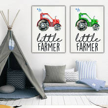 Little Farmer Canvas Poster and Tractor Print Art Oil Painting for Boys Child Room Watercolor Pictures Wall Decoration 2024 - buy cheap