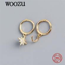 WOOZU Genuine 925 Sterling Silver Geometric Star Moon Zircon Drop Earrings For Women Charm Party Girl Korean Luxury Jewelry Gift 2024 - buy cheap