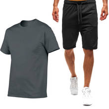 Summer New Popular Solid Color Pure Cotton T-Shirt + Sports Pants Set High Quality Pure Cotton T-Shirt Running Suit Casual Pants 2024 - buy cheap