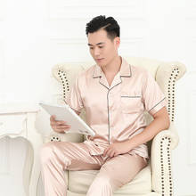 Fdfklak-ropa de dormir para hombre, Conjunto de pijama de manga corta de seda, de talla grande M-3XL, novedad de verano 2024 - compra barato