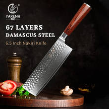 YARENH-cuchillo Nakiri de acero damasco japonés, utensilio de cocina de 67 capas, para cortar carne y verduras, mango Pakkawood, 6,5 pulgadas 2024 - compra barato