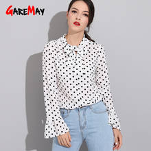 Outono 2020 elegante camisa feminina blusa branca de manga comprida retro arco dot camisa feminina para o trabalho feminino wear escritório senhora blusas 2024 - compre barato