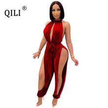 QILI Sexy Sleeveless Corduroy Jumpsuits Womens Romper New Arrivals Sexy Club Jumpsuit Split 2024 - buy cheap