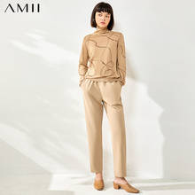 Amii Spring New Causal Women's Pants Offical Lady Solid Elastic Waist Straight Female Pants Fashion Women Trousers 62020322 2024 - buy cheap