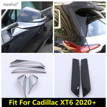 Lapetus-Tira de espejo retrovisor de lentejuelas para puerta trasera, cubierta embellecedora de aspecto de fibra de carbono y cromo ABS para Cadillac XT6 2020 2021 2024 - compra barato