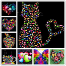 SHAYI-pintura de diamante 5D DIY, corazón colorido, paisaje de gato, mosaico bordado, punto de cruz, taladro completo cuadrado/redondo, decoración del hogar 2024 - compra barato