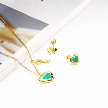 OUFEI Small Key Mint Green Necklace Earring Set Woman Heart Necklace Set Crystal Jewelry Set Simple Stylish Free Shipping 2024 - buy cheap