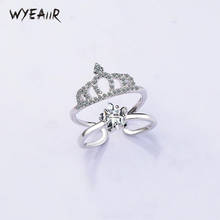 WYEAIIR Rhinestone Crown Star Sweet Elegant Creative Art 925 Sterling Silver Female Resizable Opening Rings 2024 - buy cheap