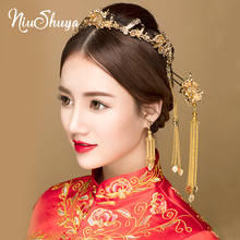 NiuShuya Traditional Chinese Hair Accessories Vintage Chinese Gold Headdress Headpiece Hair Jewellery Accessories 2024 - buy cheap