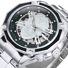 Relógio mecânico automático winner masculino, relógio de marca de luxo para homens com pulseira de esqueleto de caveira de aço inoxidável 2024 - compre barato
