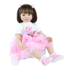 Muñeca Reborn de silicona suave de 60cm, juguete de vinilo realista, Princesa, niñas pequeñas, muñecas de vestir, regalo de cumpleaños, casa de juegos 2024 - compra barato