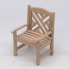 Cadeira de madeira sem pintura de jardim, casa de bonecas em miniatura para presente de mobília, escala 1:12 2024 - compre barato