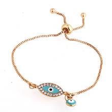 Miqiao banhado a ouro evil eyes estilo simples pulseira de correntes ajustáveis pulseira para mulheres meninas amigos presente moda jóias anime k 2024 - compre barato