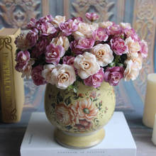 1 Uds. Flor artificial hermosa boda Mini simulación Rosa artificial de seda ramo de flores novia decoración del hogar flores falsas 2024 - compra barato