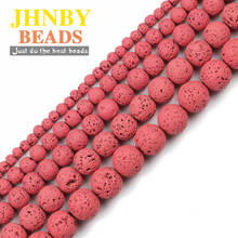 Jnby pulseiras de trilha de borracha, melancia, lava vermelha, 4/6/8/10/12mm, espaçadores de pedra natural, redondas, contas soltas, para fazer jóias, diy 2024 - compre barato
