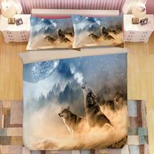 Animals 3D Wolf Moon Bedding Set Custom Comforter Quilt Duvet Cover and Pillow Case Bed Cover Home Textile 2024 - buy cheap
