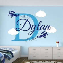 Cute Kid High Quality Personalized Boy Name Wall Sticker Mural Airplane Cloud Personality Name Kindergarten Room Decoration 2024 - buy cheap