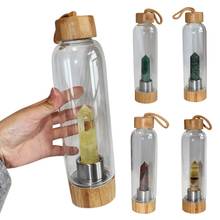 Natural Crystal Column Gemstone Energy Healing Glass Water Bottle Cup Drinkware botella de agua glass bottle 2024 - buy cheap