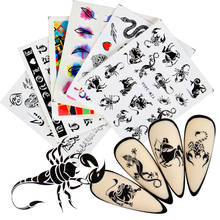 Наклейки для татуировок на тело, наклейки для ногтей, змея, дракон, Бабочка, Черный скорпион, переводные наклейки на ногти, декоративные Слайдеры для ногтей 2024 - купить недорого
