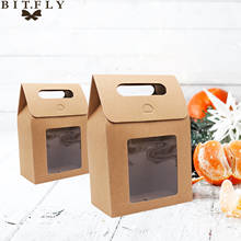 BIT.FLY Rustic Kraft Paper Gift Box Wedding Birthday Christmas Candy /Chocolate/Snack/Cake Package Bag PVC Window Seal Boxes 2024 - buy cheap