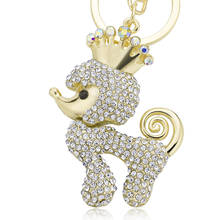 Hot Sale Exquisite Crown Cute Poodle Dog Crystal Elegant Keychain Stylish Bag Buckle Pendant For Car Chic Unique Keychain DK308 2024 - buy cheap