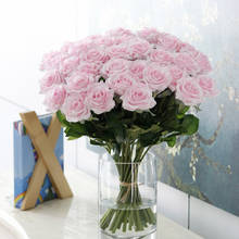 1 peça artificial rosa flores casamento noiva bouquet de flores de seda decorativo para diy decoração de casa natal rosa flores presente 2024 - compre barato