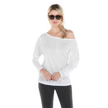Camiseta femme 2019 outono sexy ombro de fora manga comprida, tops para mulheres, camiseta casual um ombro costela, tops 2024 - compre barato