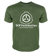 Camisa preta masculina "scp foundation secure conter proteger" fã scp wiki logotipo t-shirts de algodão dos homens shubuzhi marca topos 2024 - compre barato