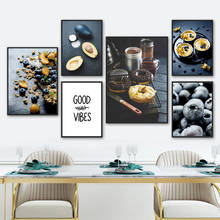 Pintura sobre lienzo de Donut, café, aguacate, huevo, tarta, fruta, comida, carteles nórdicos e impresiones, imágenes de pared para decoración de sala de estar 2024 - compra barato