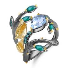 GEM'S BALLET-Anillo de Topacio azul cielo Natural para mujer, de Plata de Ley 925, anillos originales de Primavera de rama de mariposa para mujer, joyería 2024 - compra barato