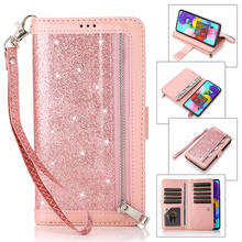 Glitter Wallet Flip Leather Phone Case For Samsung S20 Ultra S10 S9 S8 Plus S10E Note 10+ 8 9 A71 A70 A51 A50 A60 A6 A8 S7 Edge 2024 - купить недорого