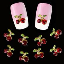 10 шт. DIY 3D блестящая вишневая наклейка для дизайна ногтей, блестящие маникюрные наклейки с кристаллами, макияж, наклейка для ногтей, украшение для красоты 2024 - купить недорого