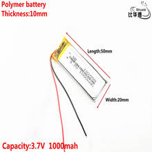 Bateria de energia litro boa qualidade 3.7v, 1000mah 102050 de polímero de lítio/li-ion bateria para tablet pc bank, gps, mp3,mp4 2024 - compre barato