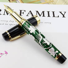 HongDian-pluma estilográfica de Metal, dibujo a mano de flores verdes, iridio EF/F/punta doblada, tinta excelente, regalo de escritura para negocios 2024 - compra barato