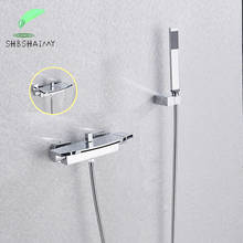 SHBSHAIMY Chrome Shower Bathtub Faucet Wall-Mounted Waterfall 90 Ratation Bathroom Shower Set Hot Cold Water Mixer Tap Dual Hand 2024 - buy cheap