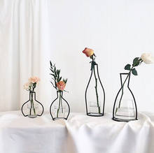 Vaso de ferro forjado abstrato preto, criativo, linhas abstratas, minimalista, vaso de ferro seco, flores secas, ornamento nórdico, venda imperdível 2024 - compre barato