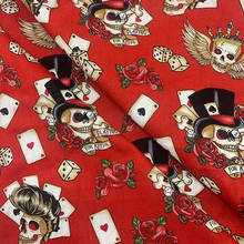 Beautiful 100% Cotton Fabric Red Bottom Skull Poker Pattern Digital Print Sewing Material DIY Home Patchwork Dress Clothing 2024 - buy cheap