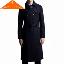 Plus Size 2020 7XL Autumn Men Long Trench Coat Wool Jacket Slim Fit Overcoat Casual Mens Windbreaker Casaco LWL740 2024 - buy cheap