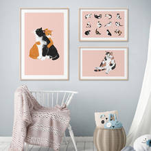 Cuadro decorativo Kawaii para pared de bebé y niños, póster con impresión de gato, divertido Animal, cuadro nórdico, decoración para dormitorio 2024 - compra barato