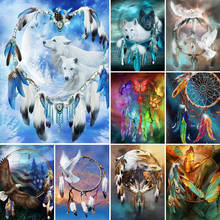 DIY 5D Diamond Painting Dreamcatcher Wolf Cross Stitch Kit Full Drill Square Embroidery Animal Mosaic Art Picture Home Decor 2024 - buy cheap