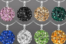 gr24 Christmas Gift Mixed 15 Random Color10mm  Micro Pave Disco Ball crystal  Necklace Jewelry For Men And   2024 - buy cheap