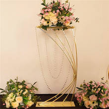 Soporte de mesa de boda de 18K con Metal dorado brillante, centro de mesa de flores para eventos, escenario, fiesta de cumpleaños, decoración del hogar 2024 - compra barato