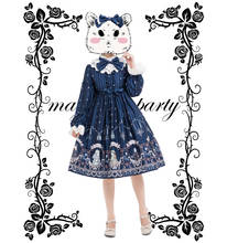 Gothic autumn winter sweet lolita dress vintage lace bowknot cute printing victorian dress kawaii girl gothic lolita op cosplay 2024 - buy cheap