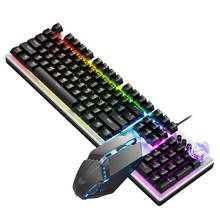 Conjunto de teclado e mouse para jogos com fio, placa de metal com painel multimídia, retroiluminação led, pc, desktop, laptop, mac 2024 - compre barato