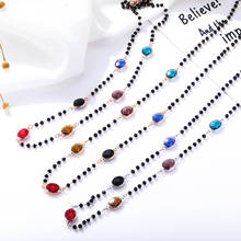 Bohemia Colorful Zircon Black Crystal Beads Chain Necklace For Women Gold Chain CZ Choker Necklace Women's Fashion Jewelry Colar 2024 - buy cheap