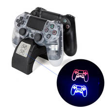 Pantalla de luz Led, interfaz USB, Base de carga delgada, controlador de juego, cargador Dual, nuevo para PS4 2024 - compra barato