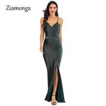 Zientrea vestido feminino de festa sensual, divisão alta, costas nuas, alça espaguete, maxi vestido longo de festa, elegância para o verão, vestidos de noite 2024 - compre barato