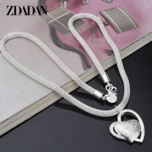 ZDADAN 925 Sterling Silver Solid Heart Pendant Necklace Chain For Women Wedding Engagement Fashion Jewelry 2024 - buy cheap